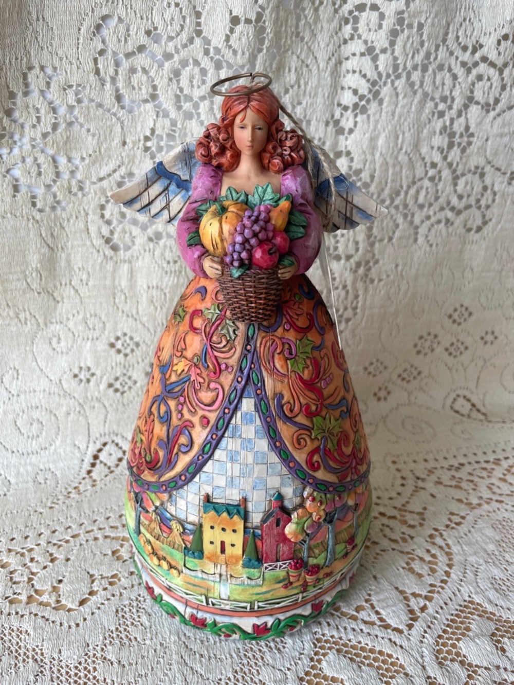 Jim Shore Multicolored Hand-Painted Angel Figurine with Floral Accents - Picture 4 of 9